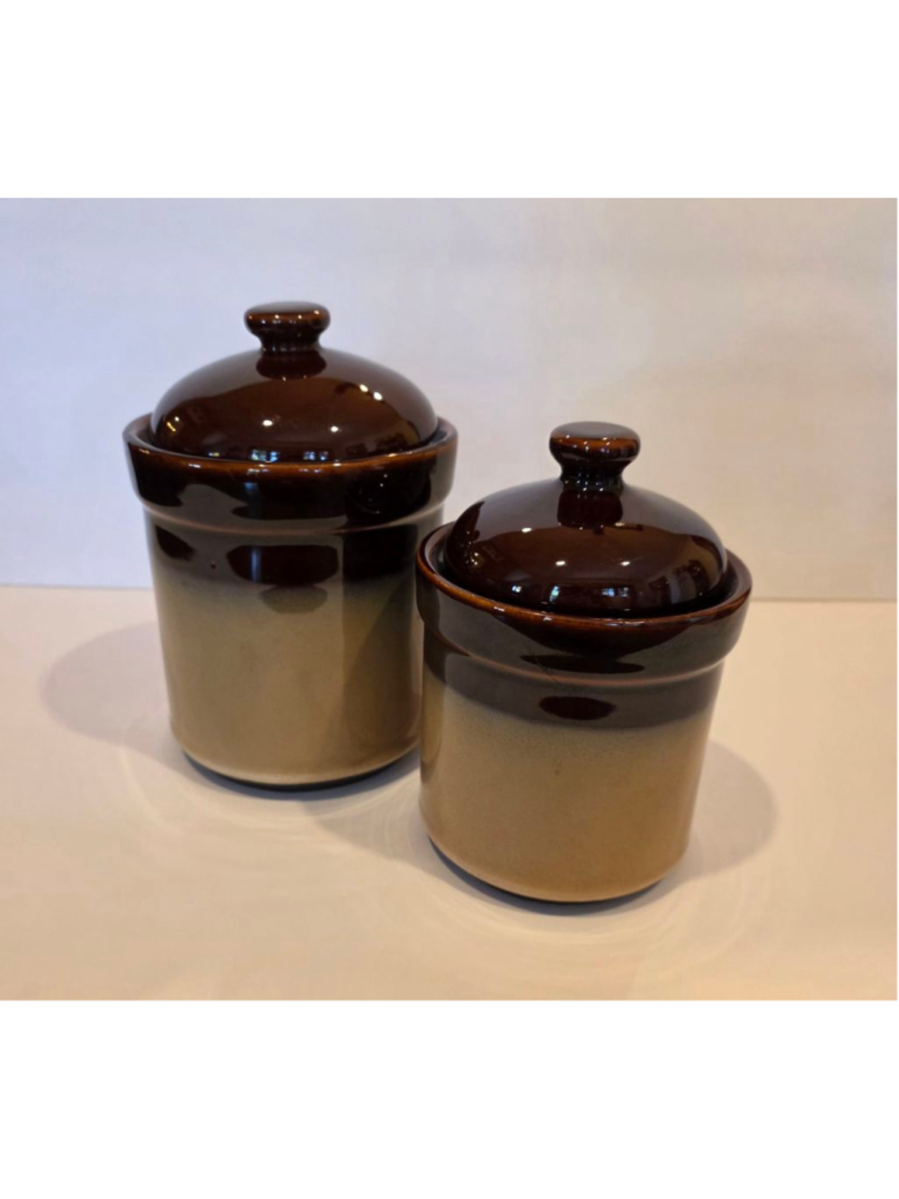 Sango Nova Brown Ceramic Food Storage Canisters Set of 2